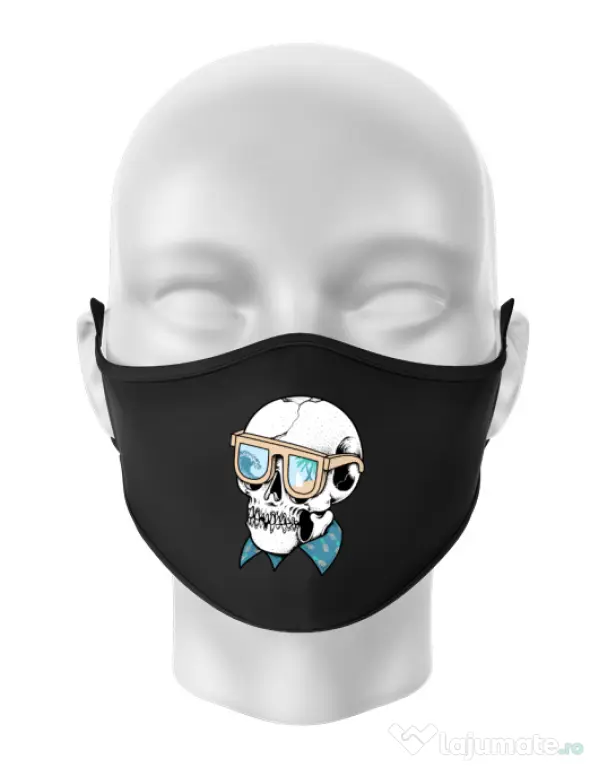Masca personalizata reutilizabila Skull Holiday Negru