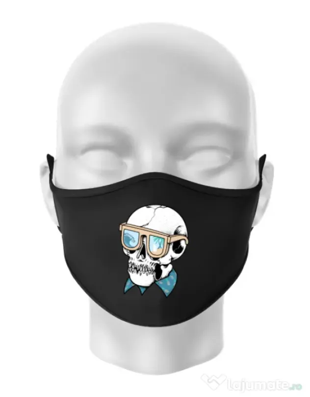 Masca personalizata reutilizabila Skull Holiday Negru