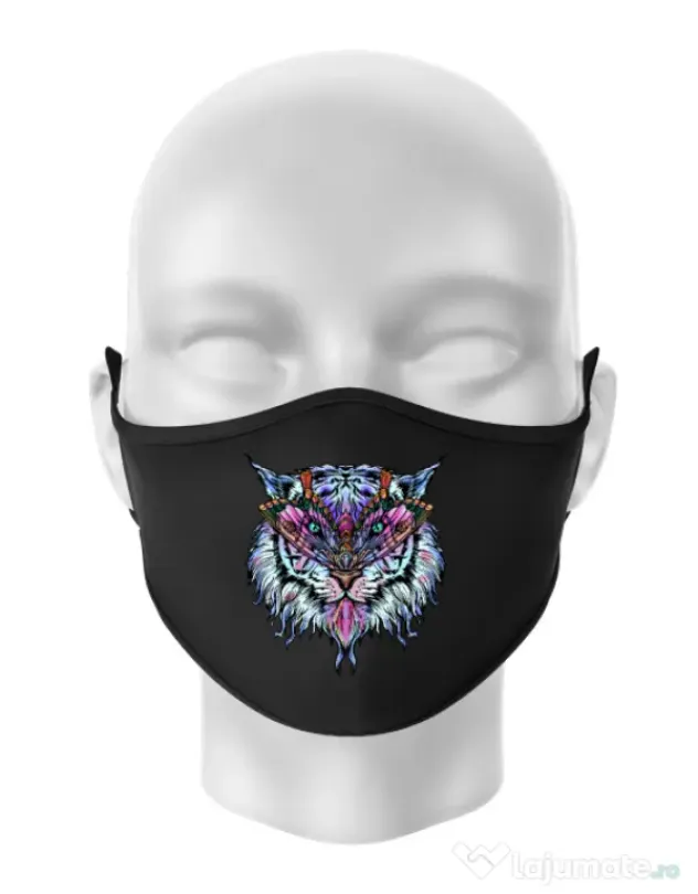 Masca personalizata reutilizabila Tiger buterfly Negru