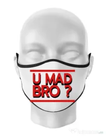 Masca personalizata reutilizabila U mad bro? Alb
