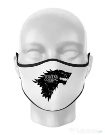 Masca personalizata reutilizabila Winter is coming Stark Alb