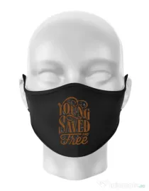 Masca personalizata reutilizabila Young Saved And Free Negru