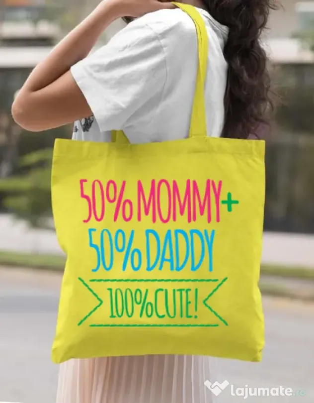 Sacosa din panza 100 Cute Galben