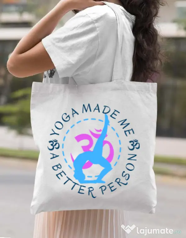 Sacosa din panza A better person Alb