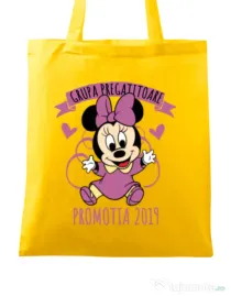 Sacosa din panza Absolvire Minnie Mouse Galben