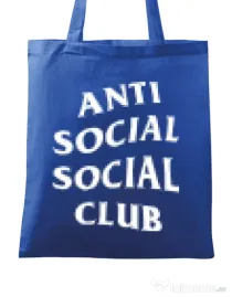 Sacosa din panza Anti social Albastru regal