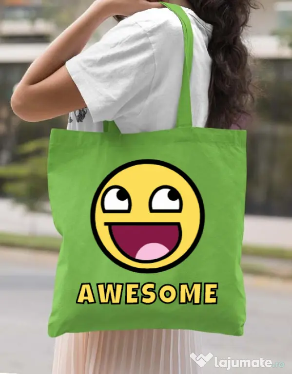 Sacosa din panza Awesome Verde mar