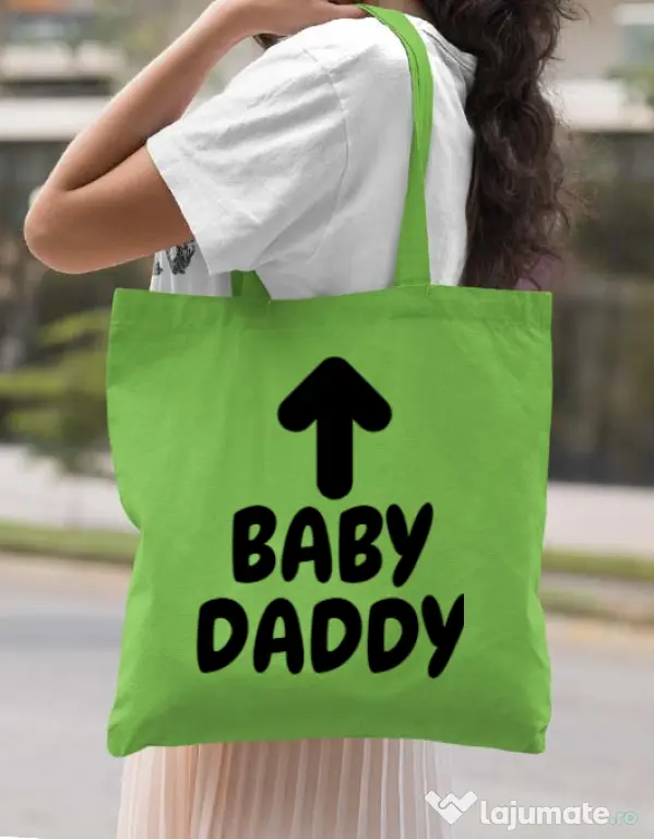 Sacosa din panza Baby daddy Verde mar