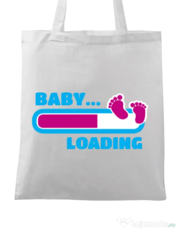 Sacosa din panza Baby loading Alb