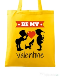 Sacosa din panza Be my valentine Galben