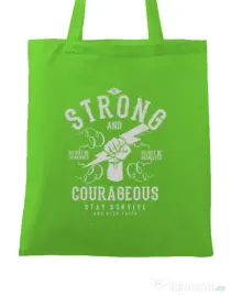 Sacosa din panza Be Strong and Courageous Verde mar