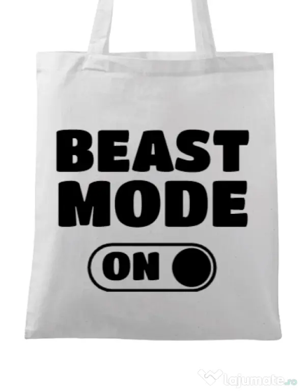 Sacosa din panza Beast mode Alb
