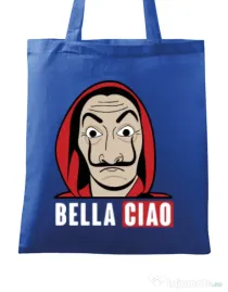 Sacosa din panza Bella ciao Albastru regal