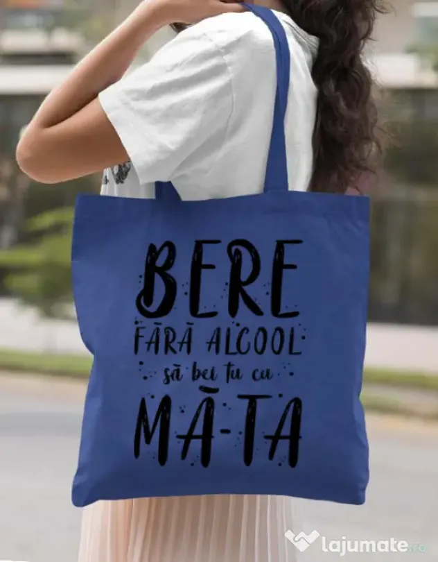 Sacosa din panza Bere fara alcool Albastru regal