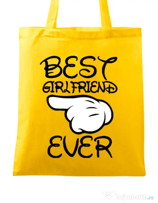 Sacosa din panza Best girlfriend ever Galben