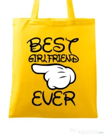 Sacosa din panza Best girlfriend ever Galben