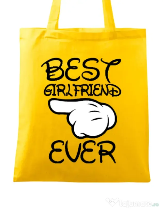 Sacosa din panza Best girlfriend ever Galben