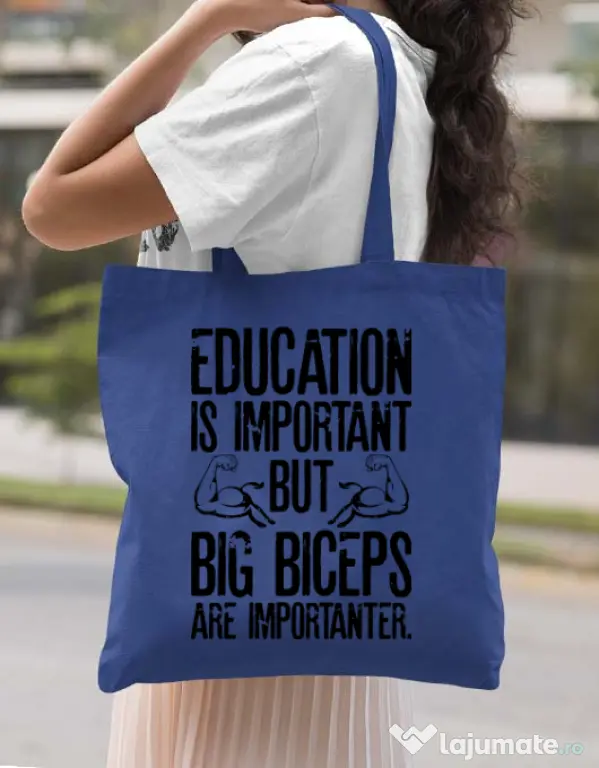 Sacosa din panza Big biceps Albastru regal