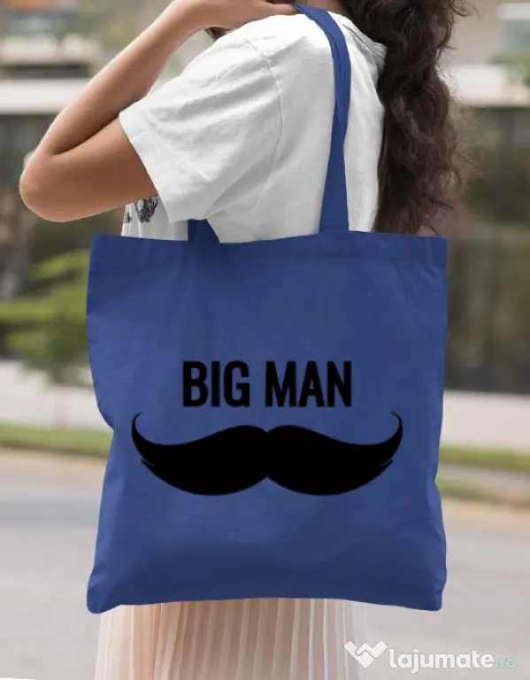 Sacosa din panza Big man Albastru regal