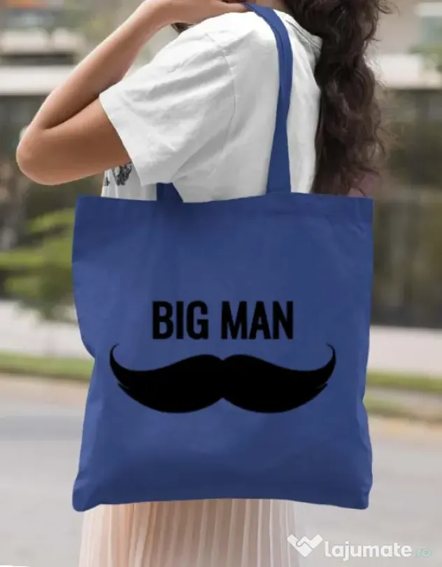 Sacosa din panza Big man Albastru regal
