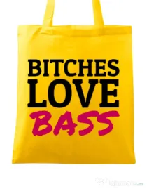 Sacosa din panza Bitches love bass Galben