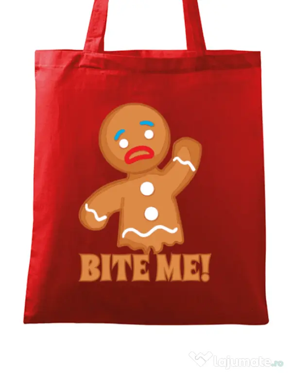 Sacosa din panza Bite me Rosu