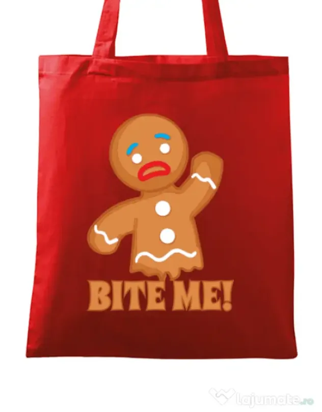 Sacosa din panza Bite me Rosu