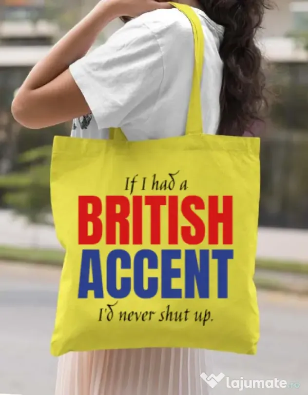 Sacosa din panza British accent Galben
