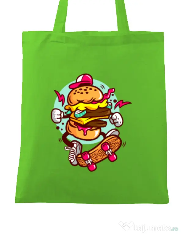 Sacosa din panza Burger Skater Verde mar