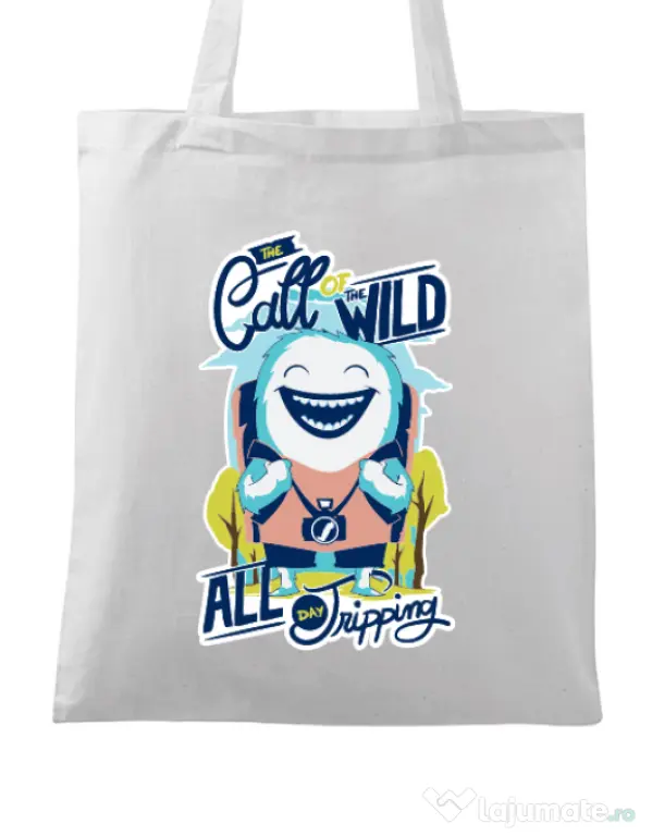 Sacosa din panza Call of the wild Alb