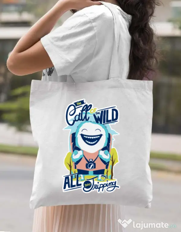 Sacosa din panza Call of the wild Alb