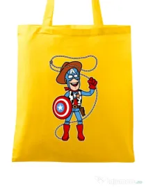 Sacosa din panza Captain Woody Galben
