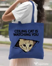 Sacosa din panza Ceiling cat Albastru regal