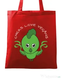 Sacosa din panza Chicks love vegans Rosu