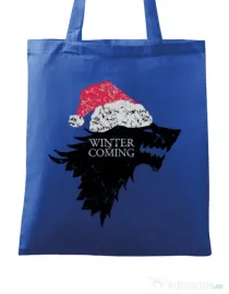 Sacosa din panza Christmas is coming Albastru regal
