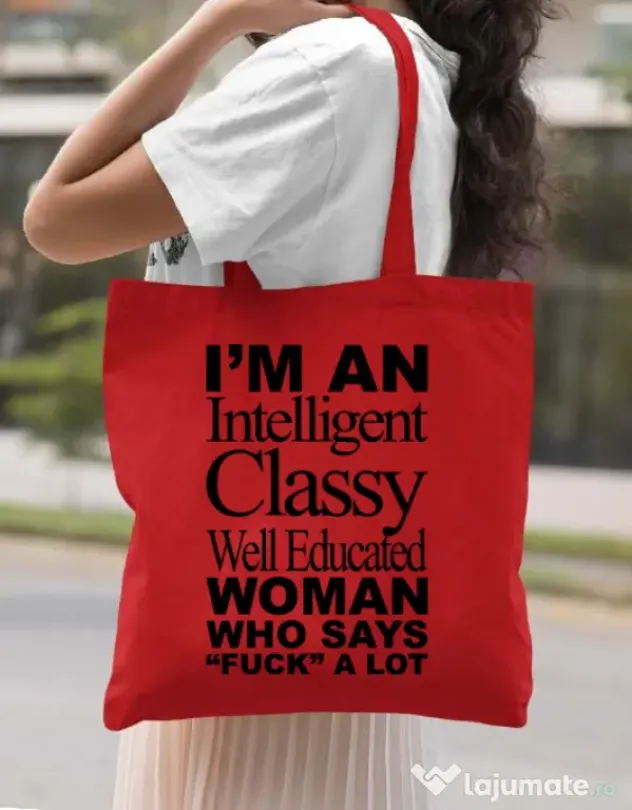 Sacosa din panza Classy Woman Rosu