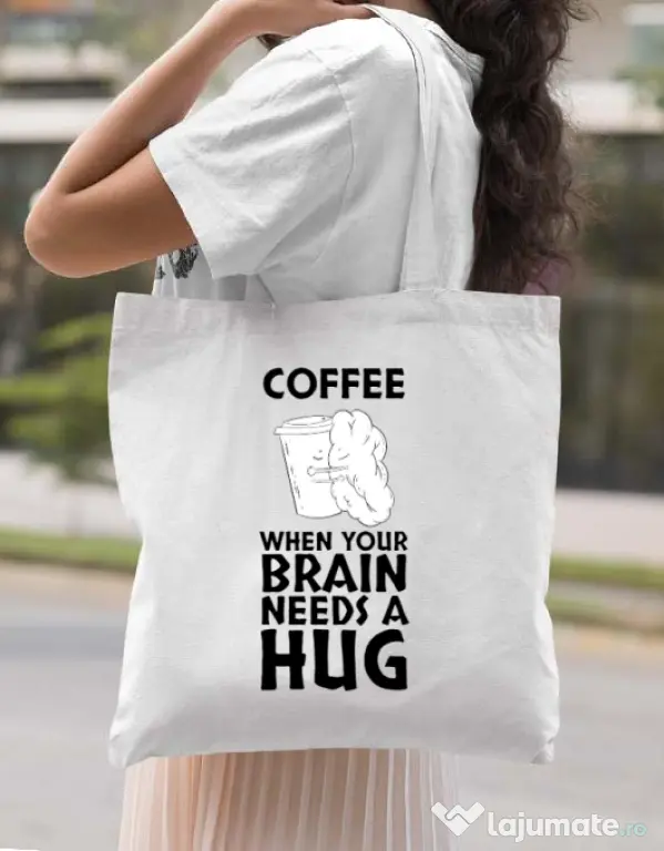 Sacosa din panza Coffee Alb
