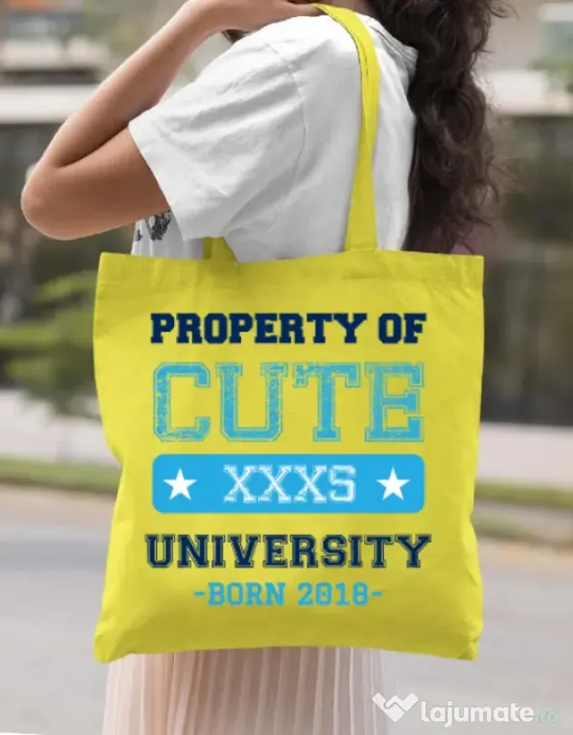 Sacosa din panza Cute university Galben