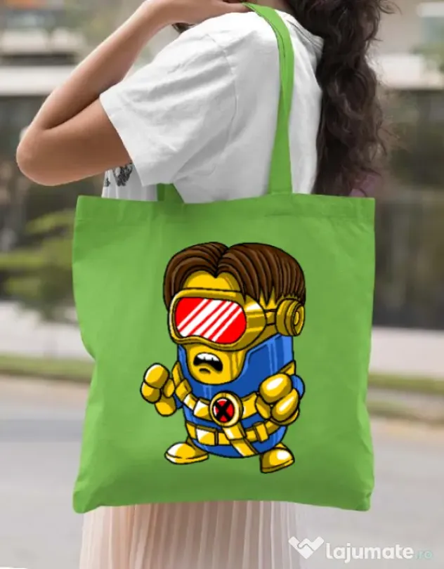Sacosa din panza Cyclops minion Verde mar