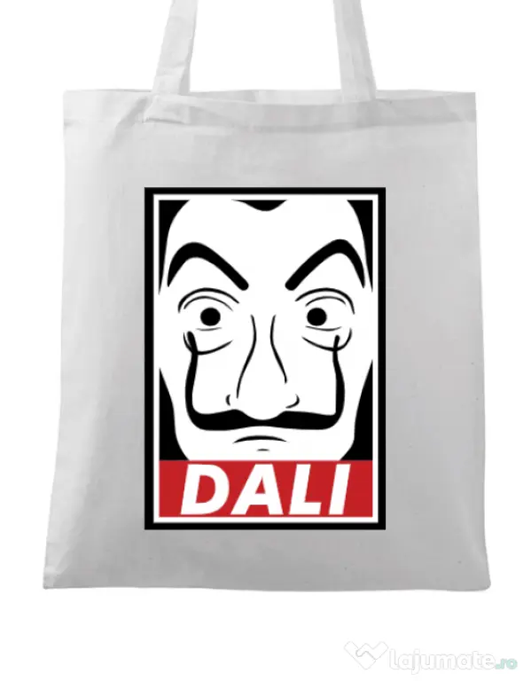 Sacosa din panza Dali mask Alb