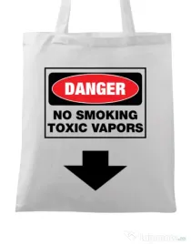 Sacosa din panza Danger No Smoking Alb