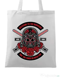 Sacosa din panza Darth Vader Sugar Skull Alb