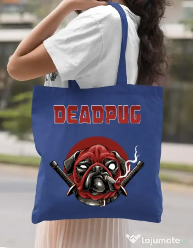 Sacosa din panza Deadpug Albastru regal