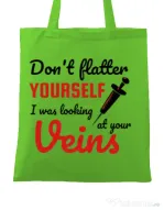 Sacosa din panza Don’t flatter yourself Verde mar