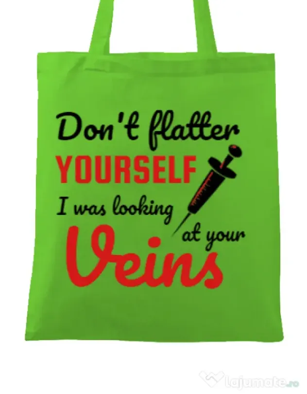 Sacosa din panza Don’t flatter yourself Verde mar