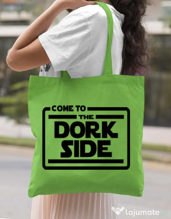 Sacosa din panza Dork side Verde mar
