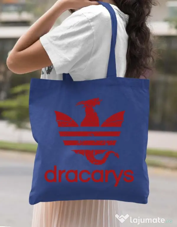 Sacosa din panza Dracarys Albastru regal