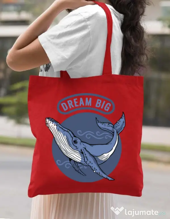 Sacosa din panza Dream big Rosu