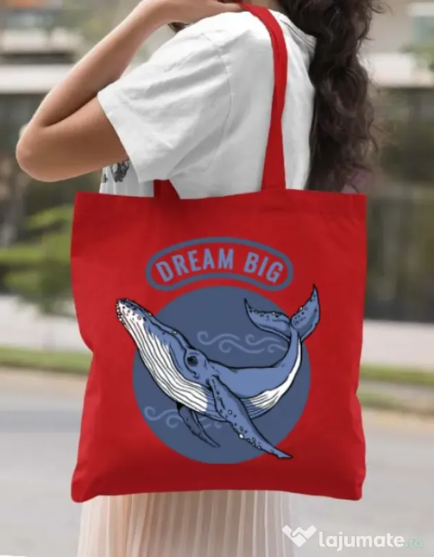 Sacosa din panza Dream big Rosu