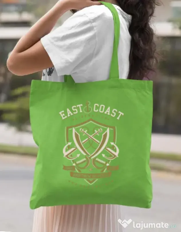 Sacosa din panza East Coast Verde mar